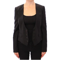 Black Silk Scarf Back Blazer Jacket