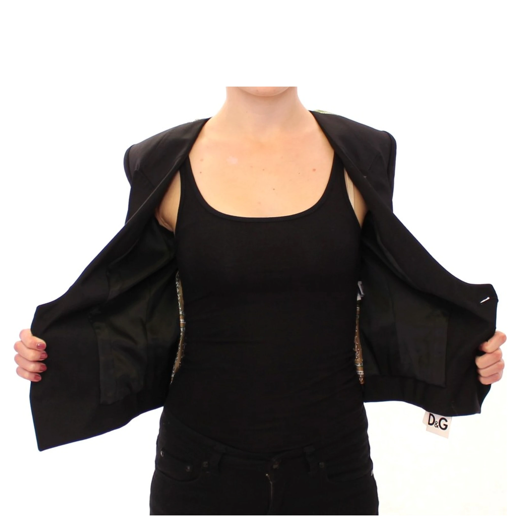 Black Silk Scarf Back Blazer Jacket