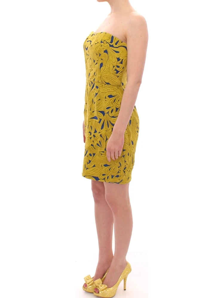 Blue Yellow Strapless Bubble Mini Shift Dress alternative