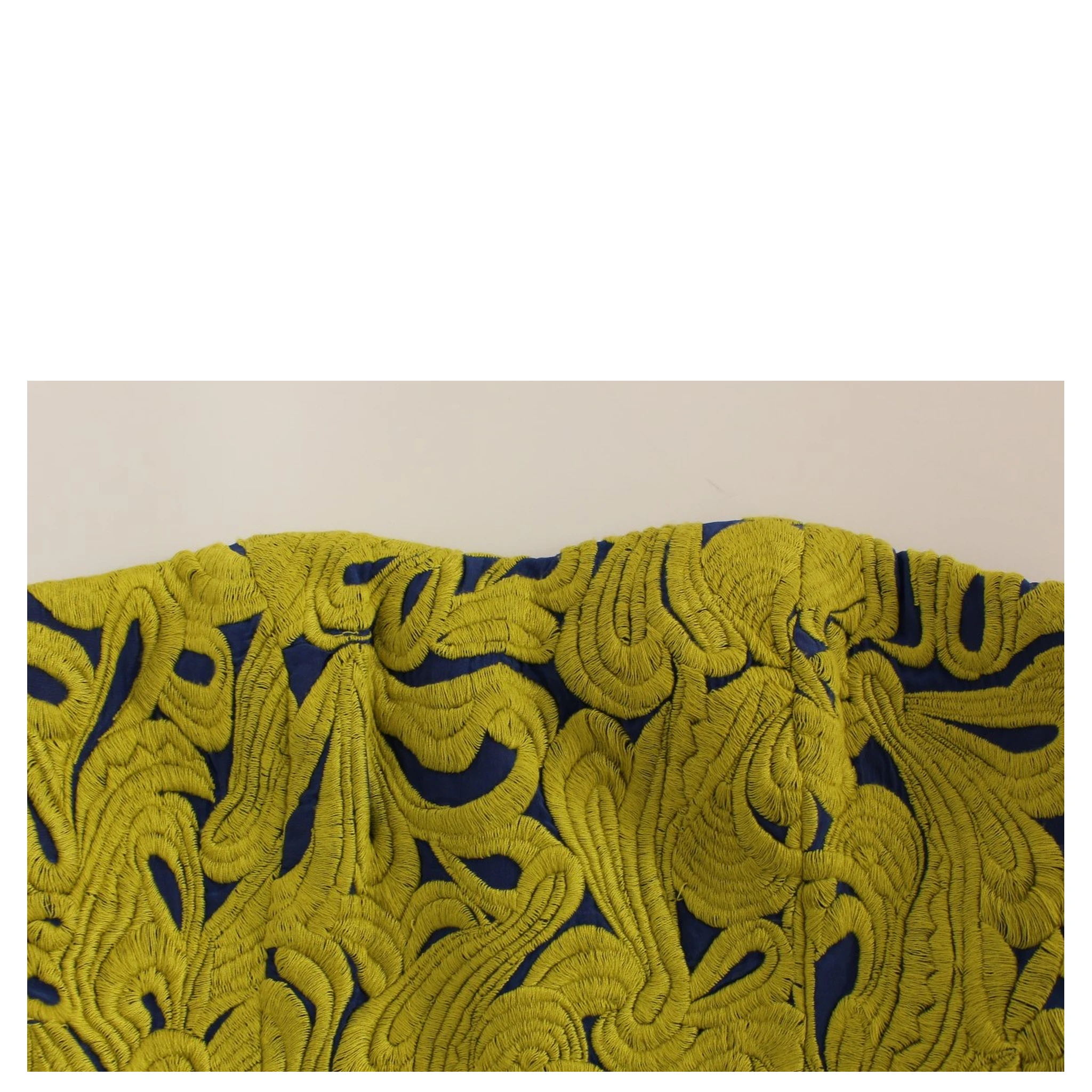 Blue Yellow Strapless Bubble Mini Shift Dress