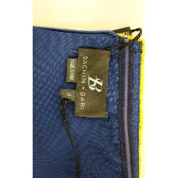 Blue Yellow Strapless Bubble Mini Shift Dress