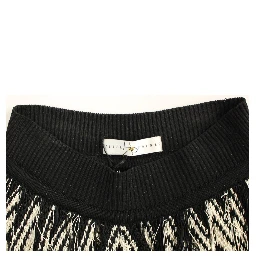White Black Knitted Assymetrical Skirt