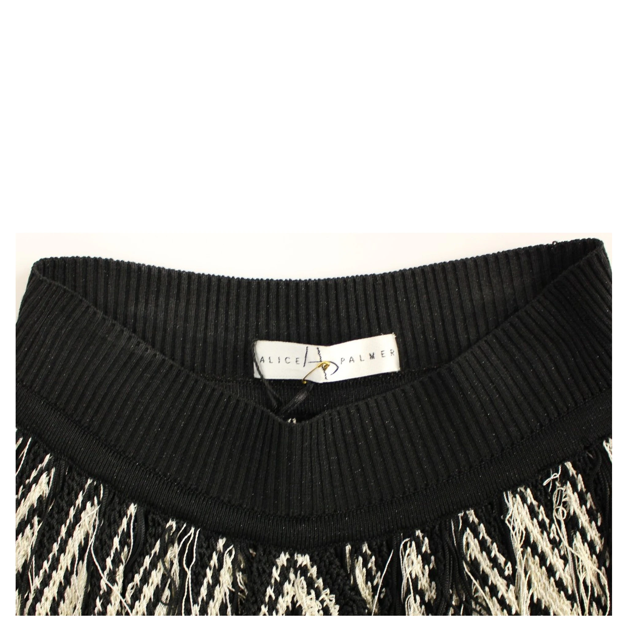 White Black Knitted Assymetrical Skirt