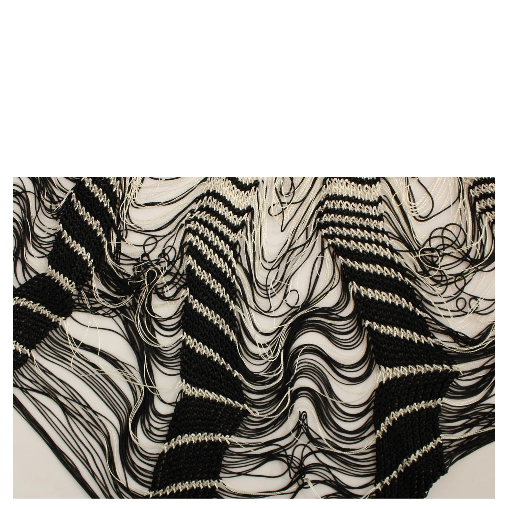 White Black Knitted Assymetrical Skirt