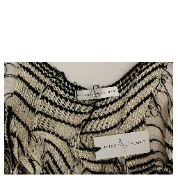 Black Chainette Knit Striped Assymetrical Dress