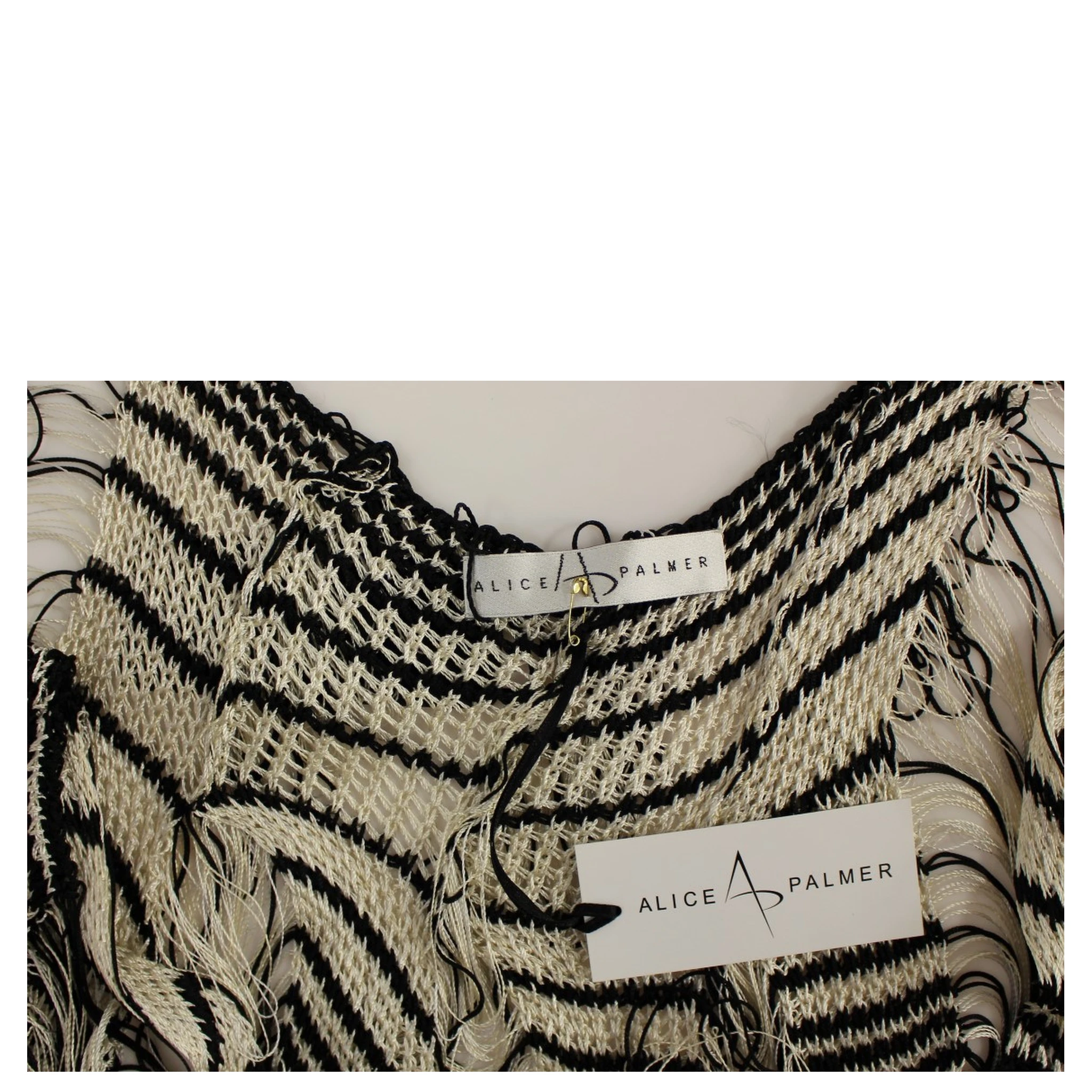 Black Chainette Knit Striped Assymetrical Dress