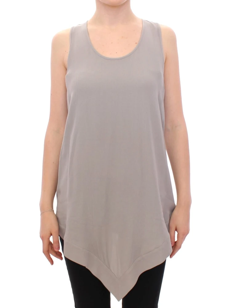Gray Viscose Tank Top Shirt Blouse