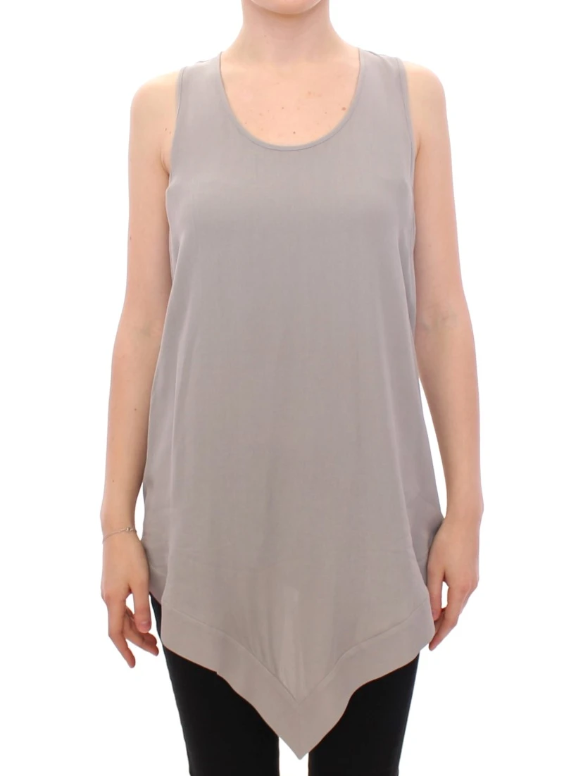Gray Viscose Tank Top Shirt Blouse