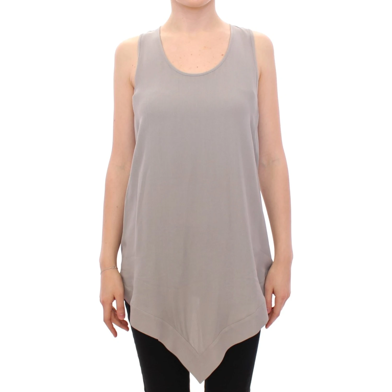 Gray Viscose Tank Top Shirt Blouse