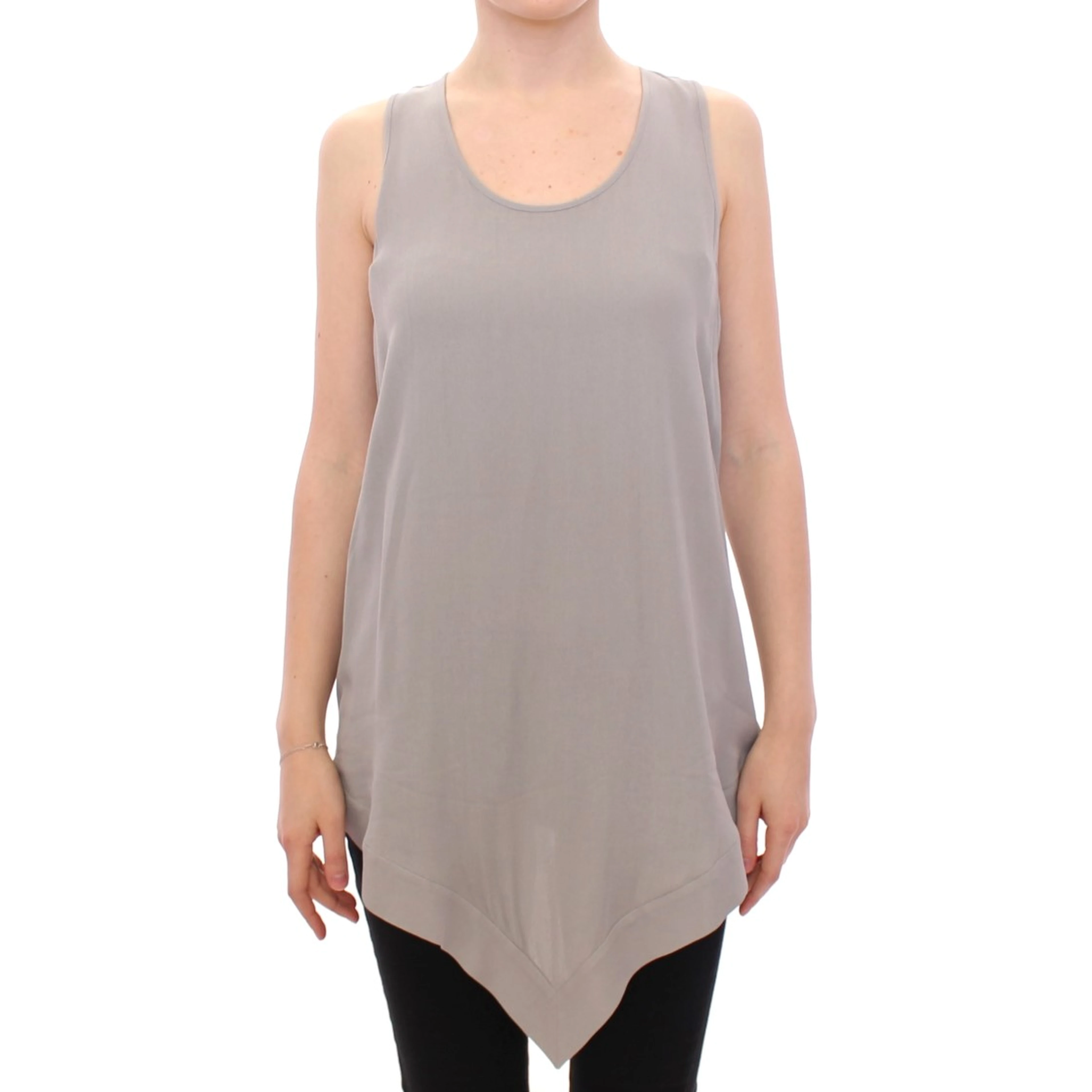 Gray Viscose Tank Top Shirt Blouse