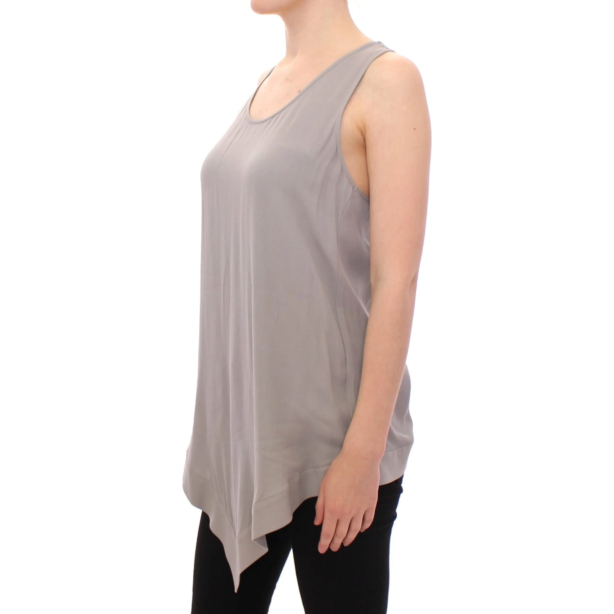 Gray Viscose Tank Top Shirt Blouse
