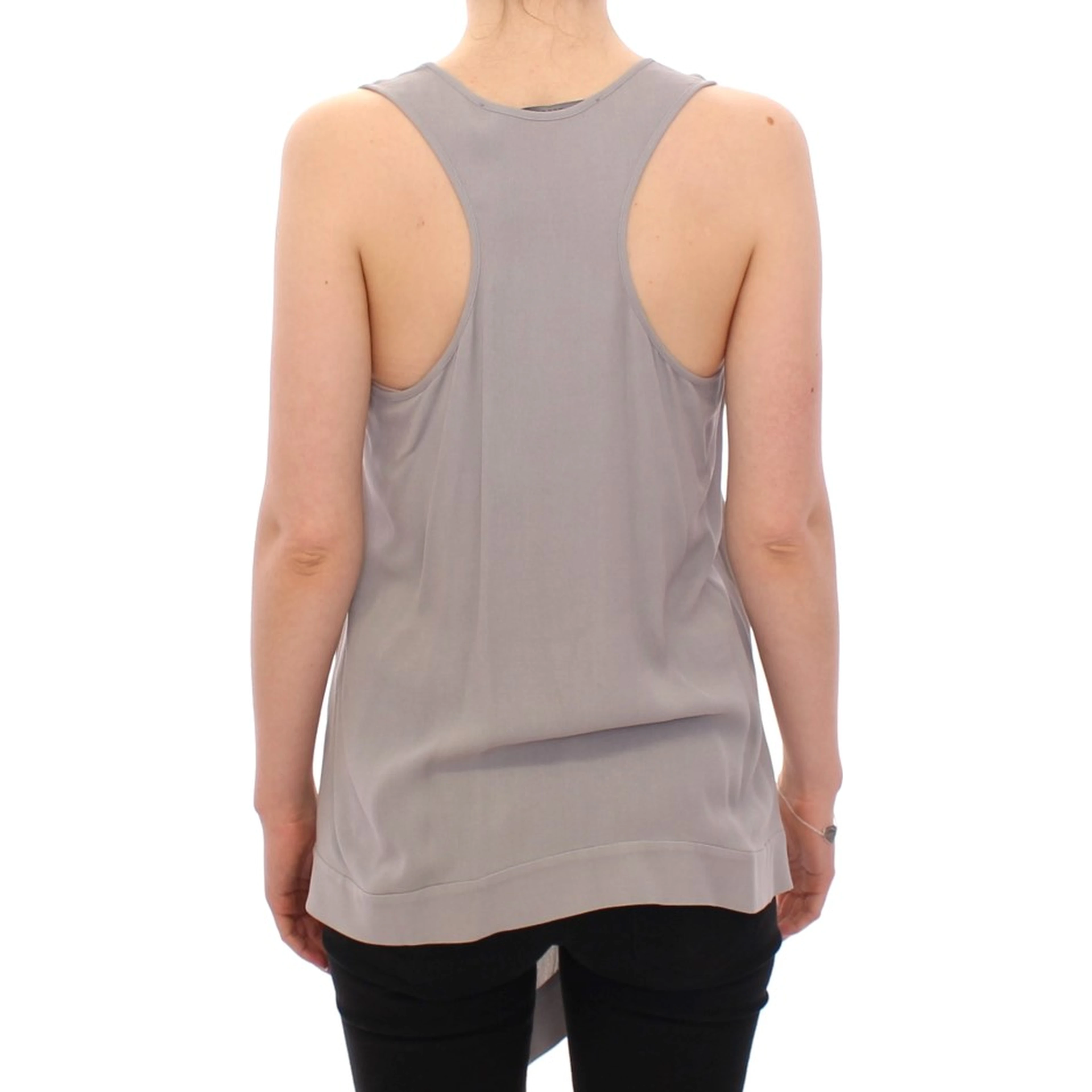 Gray Viscose Tank Top Shirt Blouse