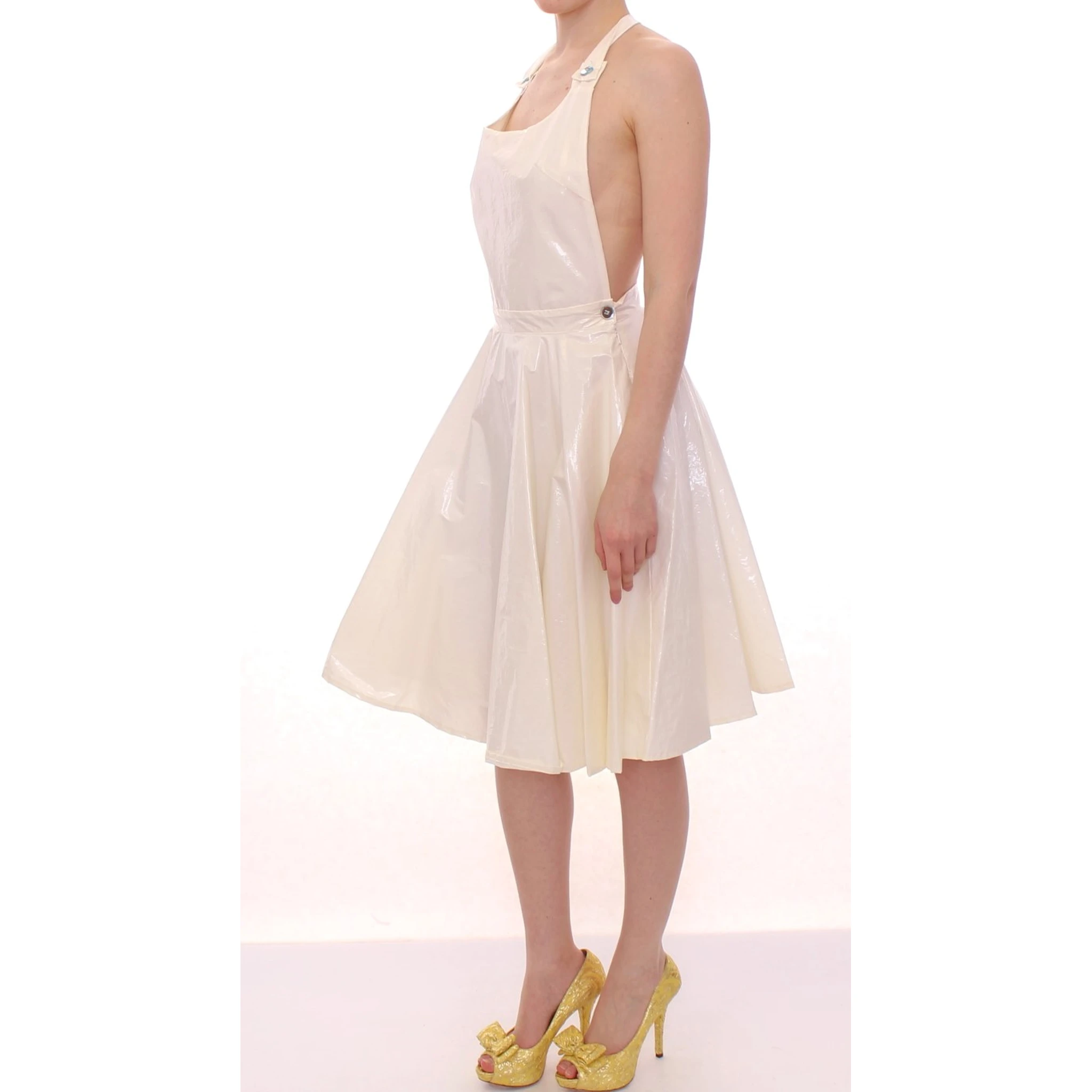 White Halterneck Knee Length Tea Dress