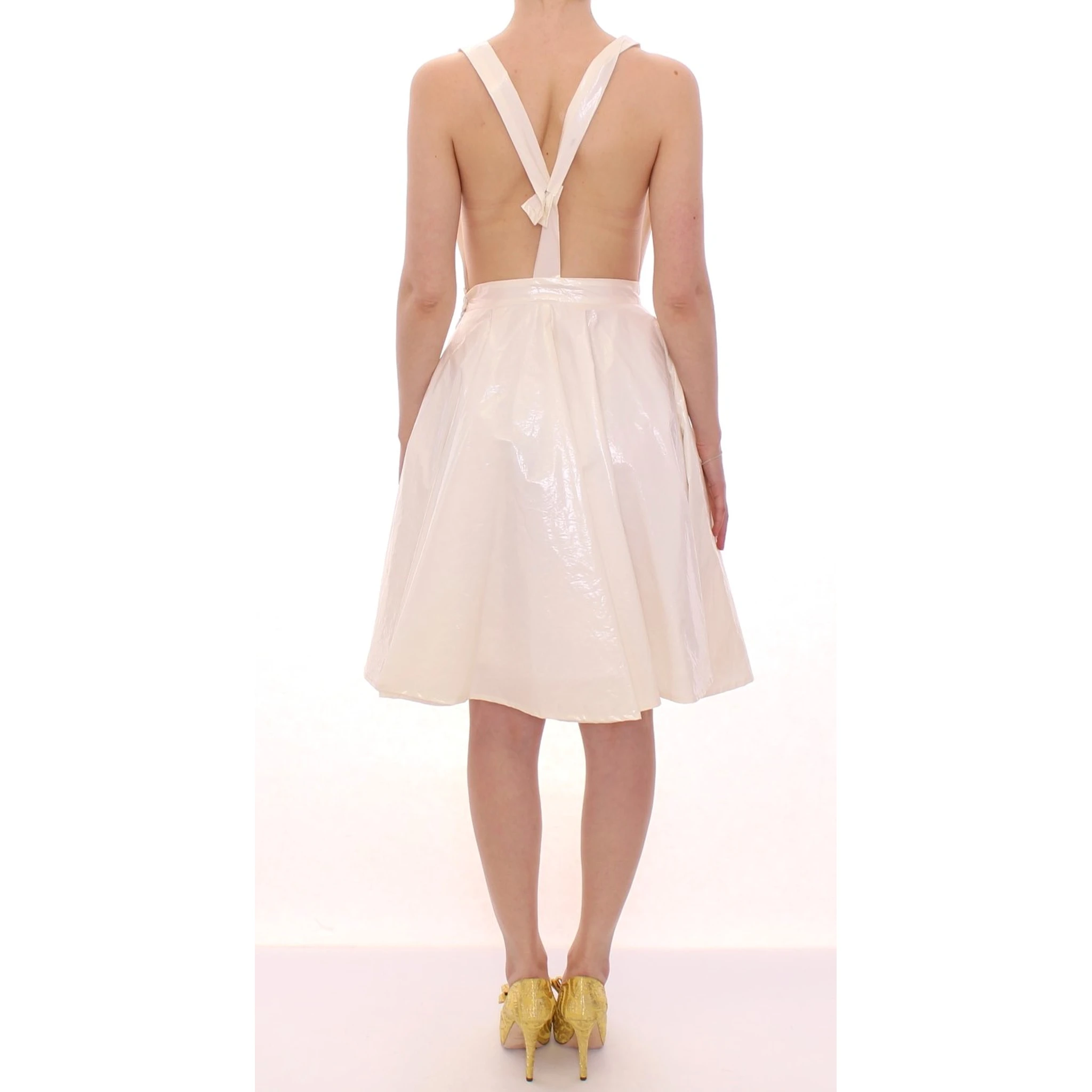 White Halterneck Knee Length Tea Dress