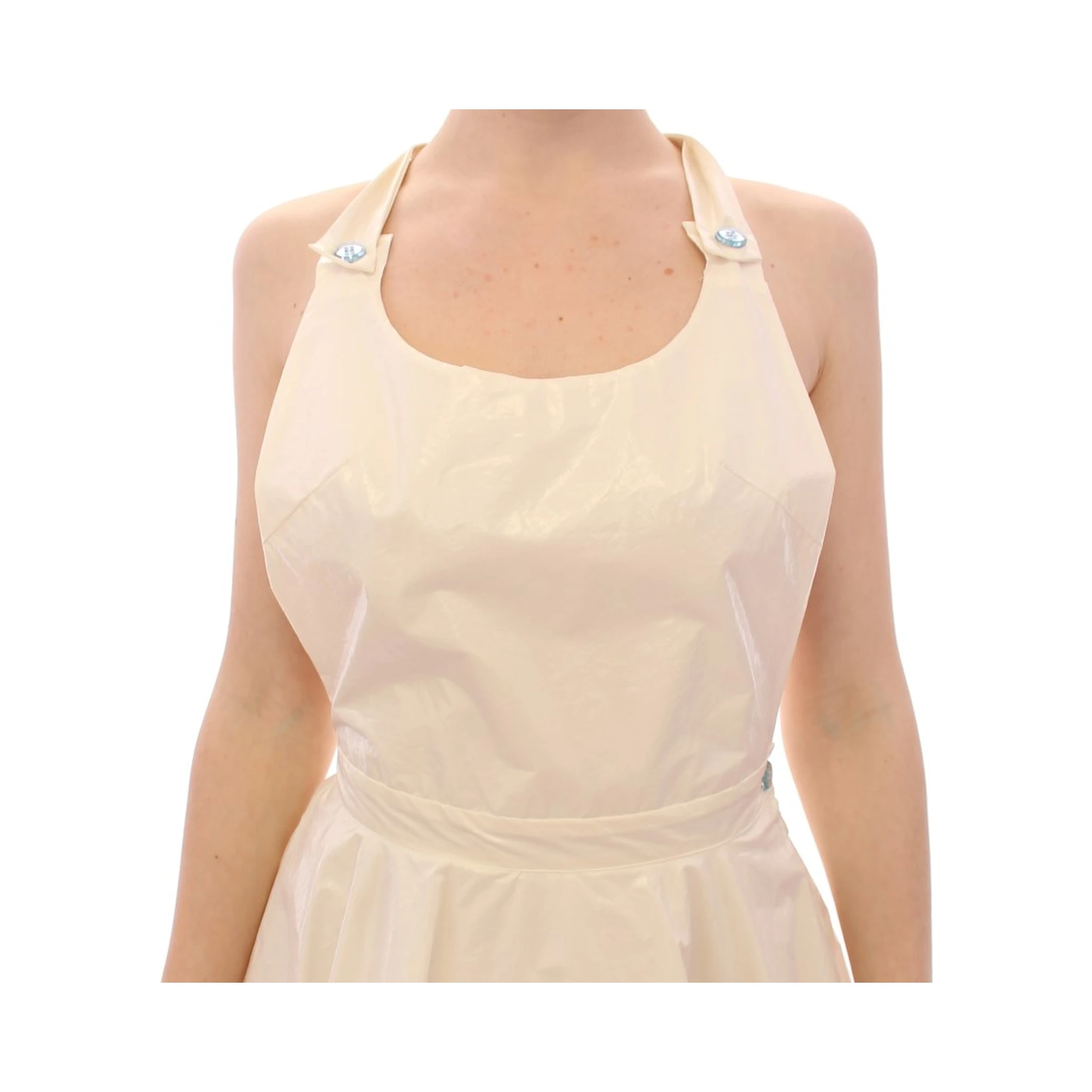 White Halterneck Knee Length Tea Dress