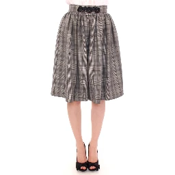 Gray Checkered Wool Shorts Skirt