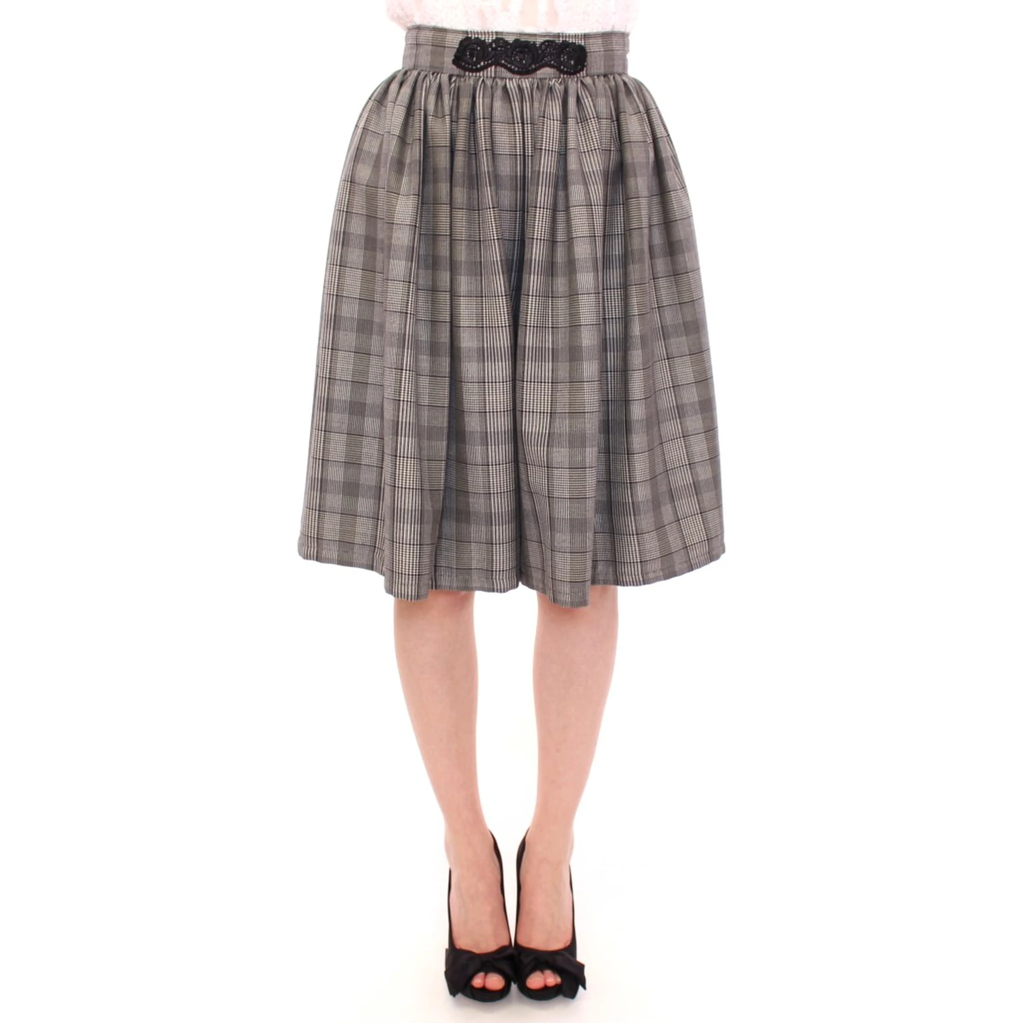 Gray Checkered Wool Shorts Skirt