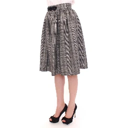 Gray Checkered Wool Shorts Skirt