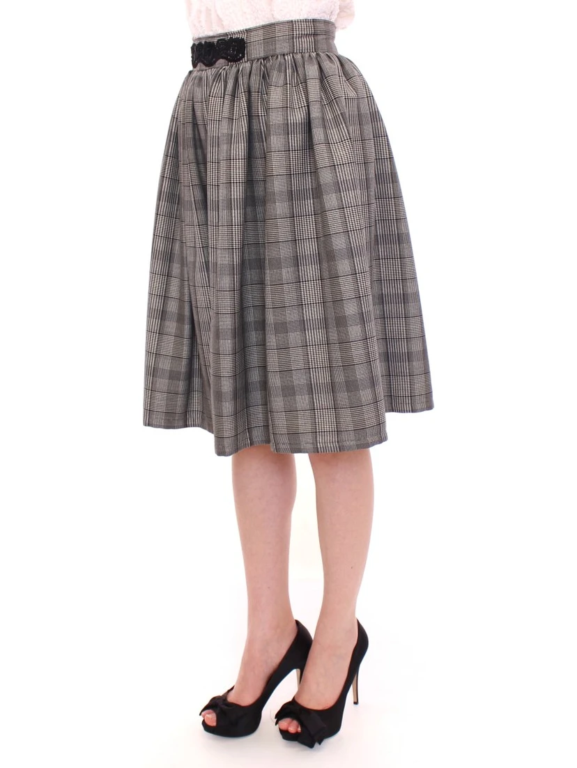 Gray Checkered Wool Shorts Skirt