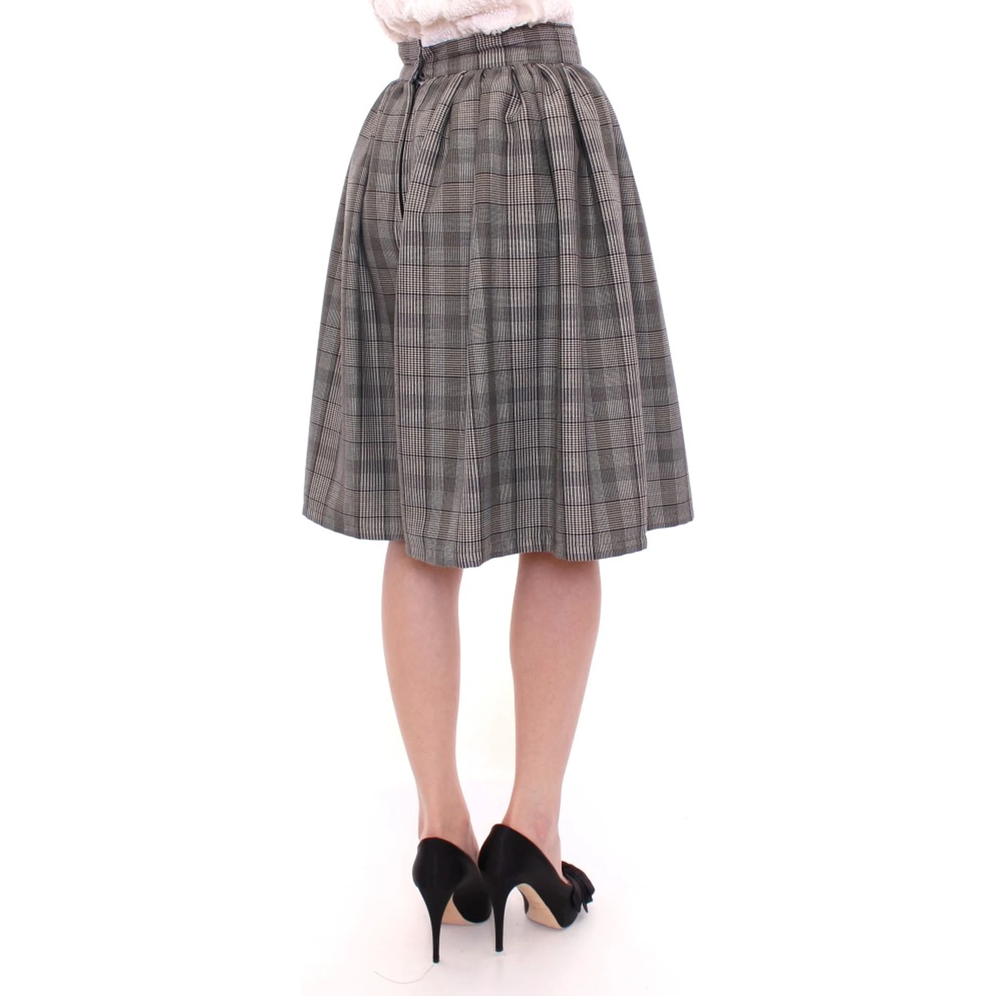 Gray Checkered Wool Shorts Skirt