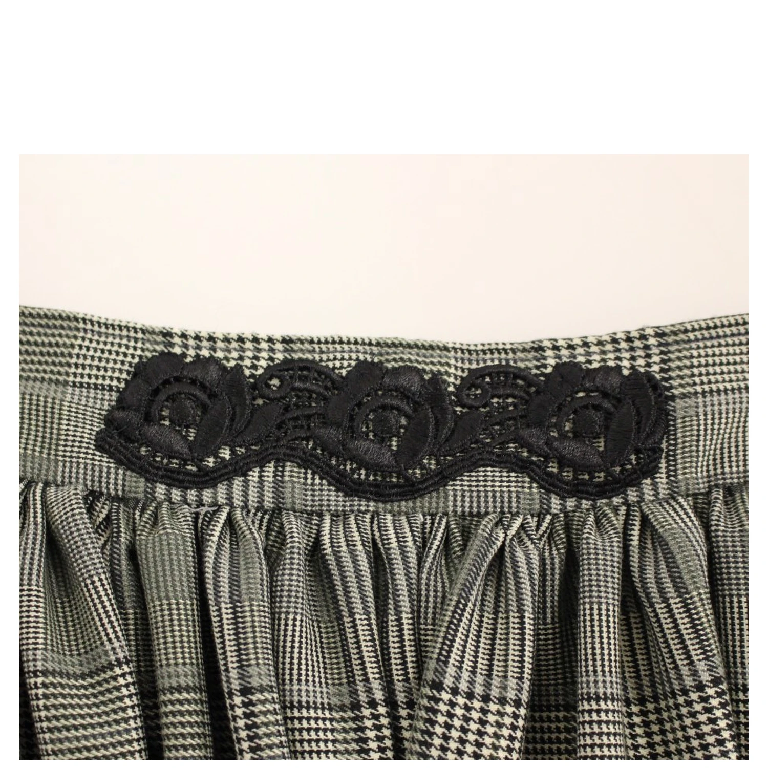 Gray Checkered Wool Shorts Skirt