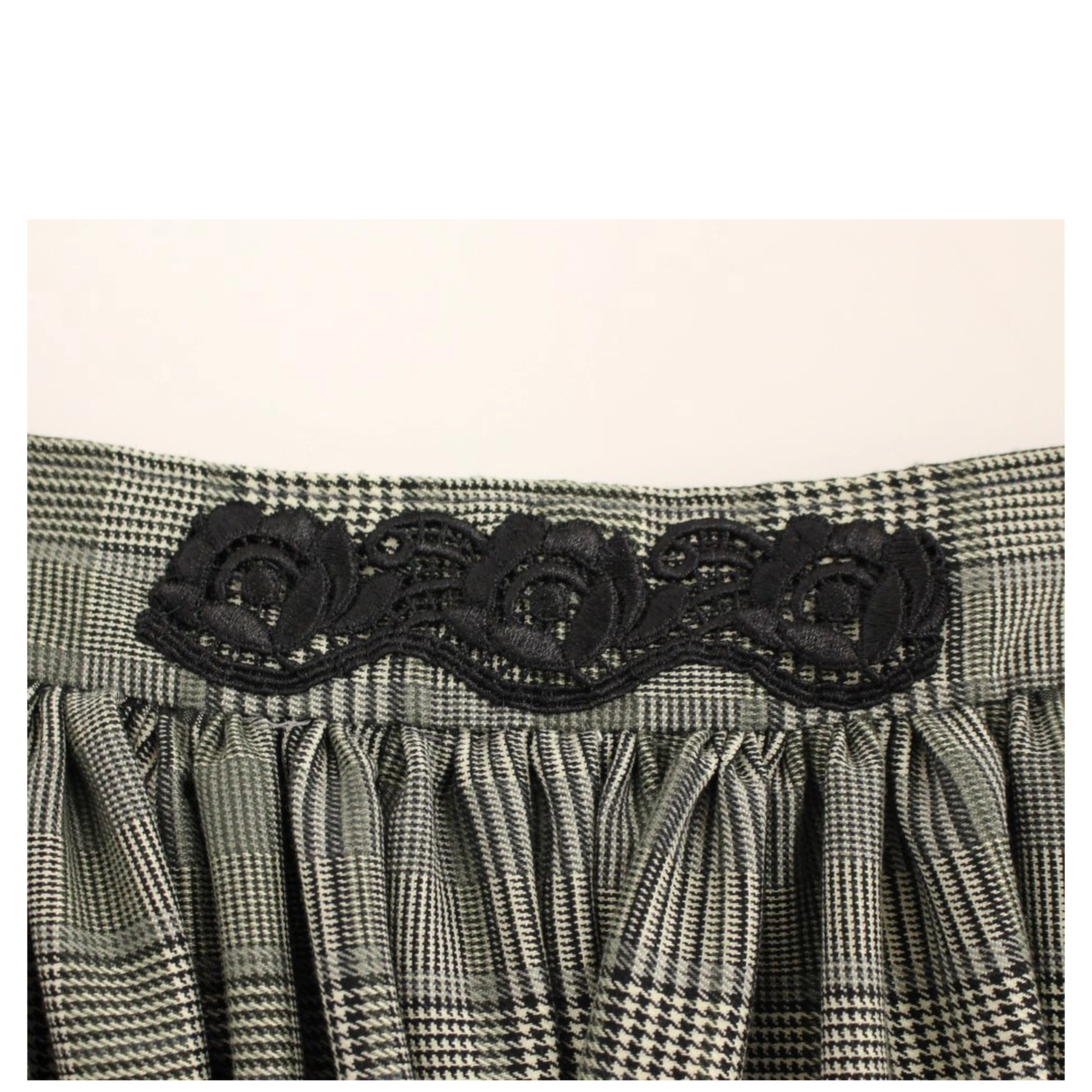 Gray Checkered Wool Shorts Skirt