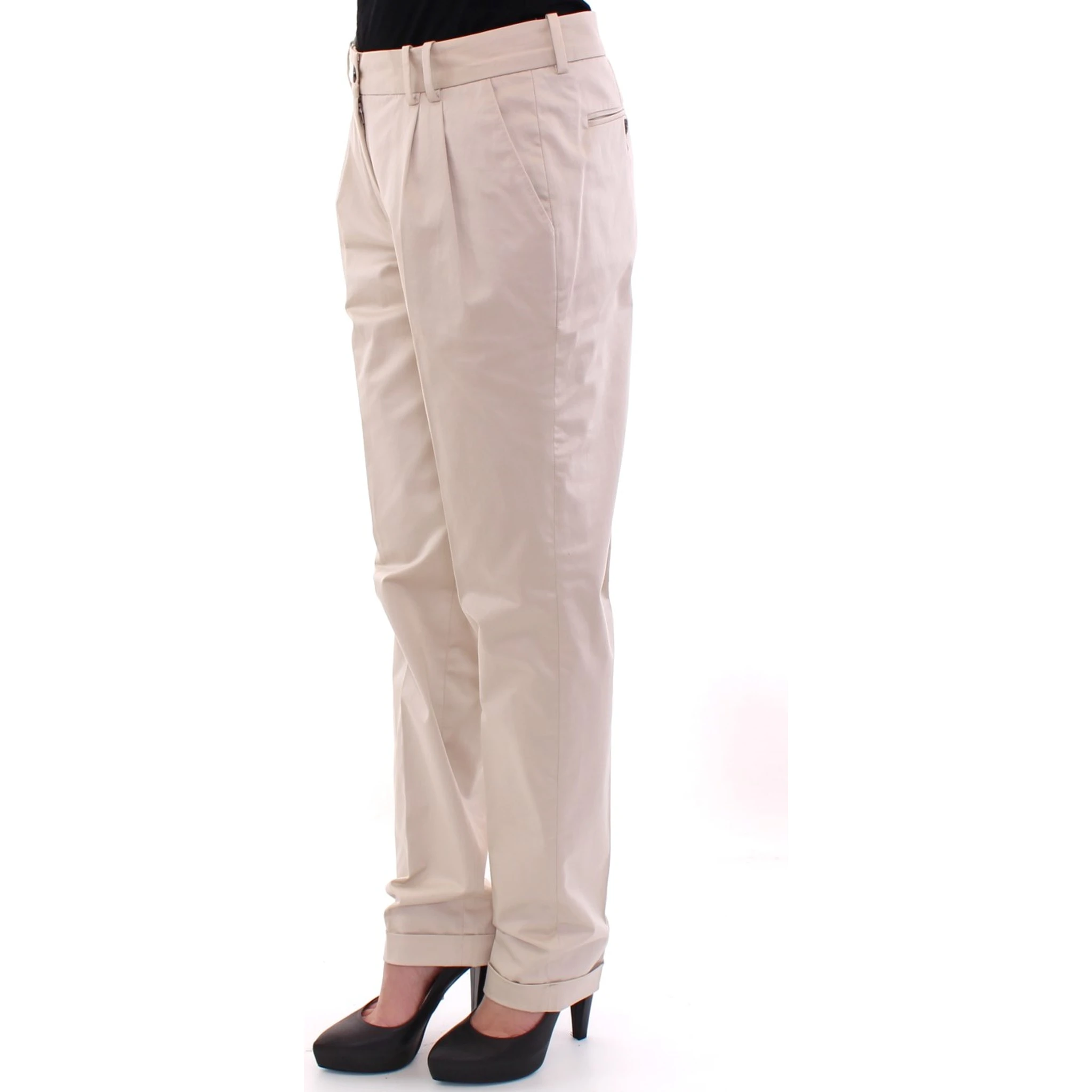 Beige Cotton Chinos Pants