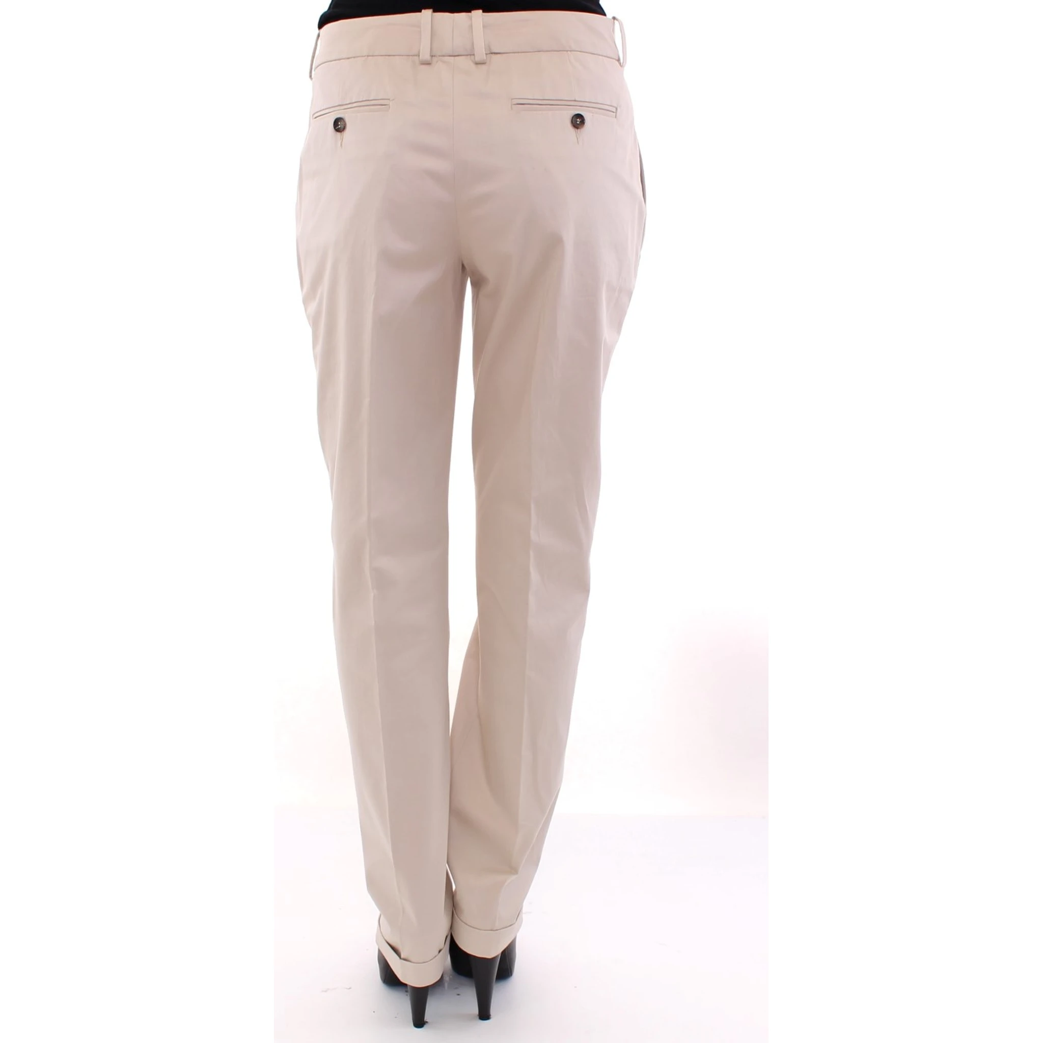 Beige Cotton Chinos Pants