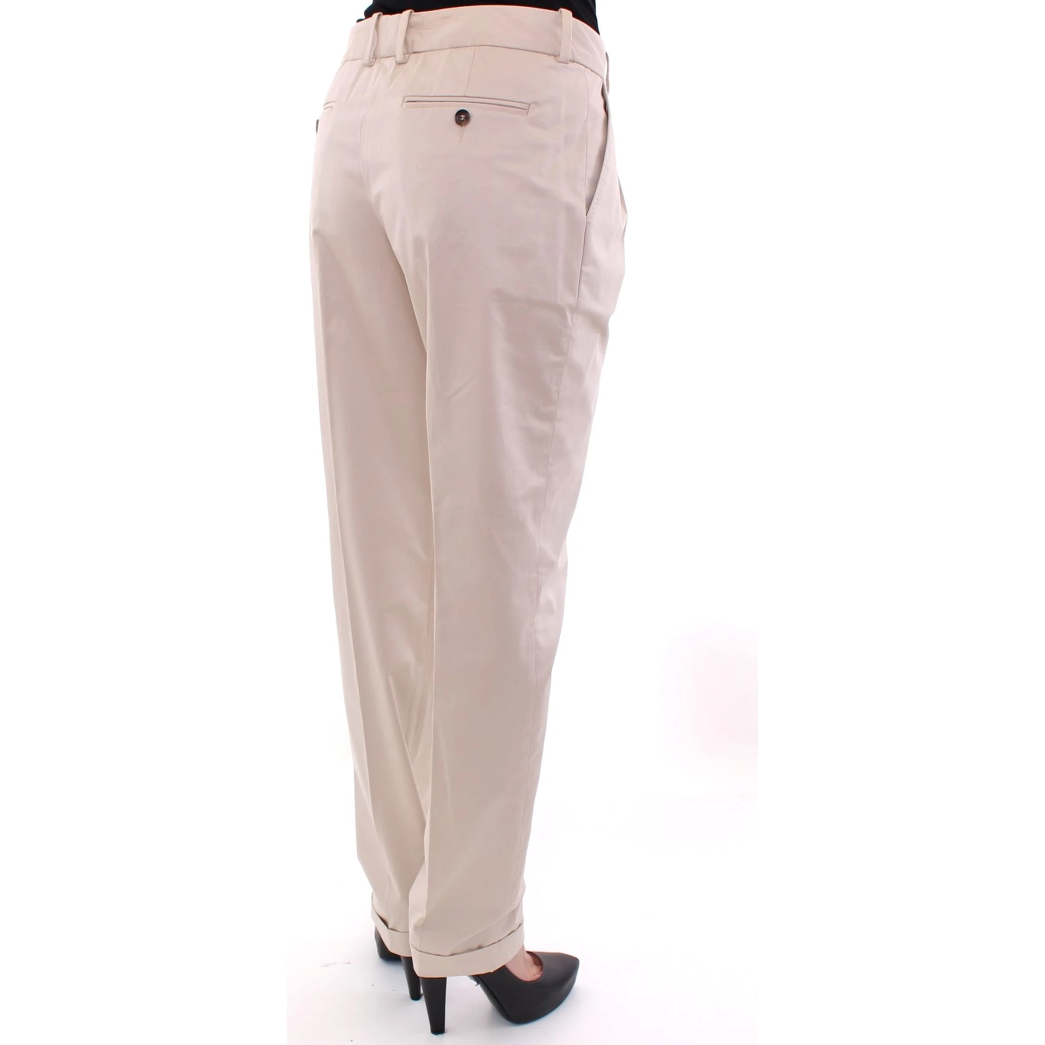 Beige Cotton Chinos Pants