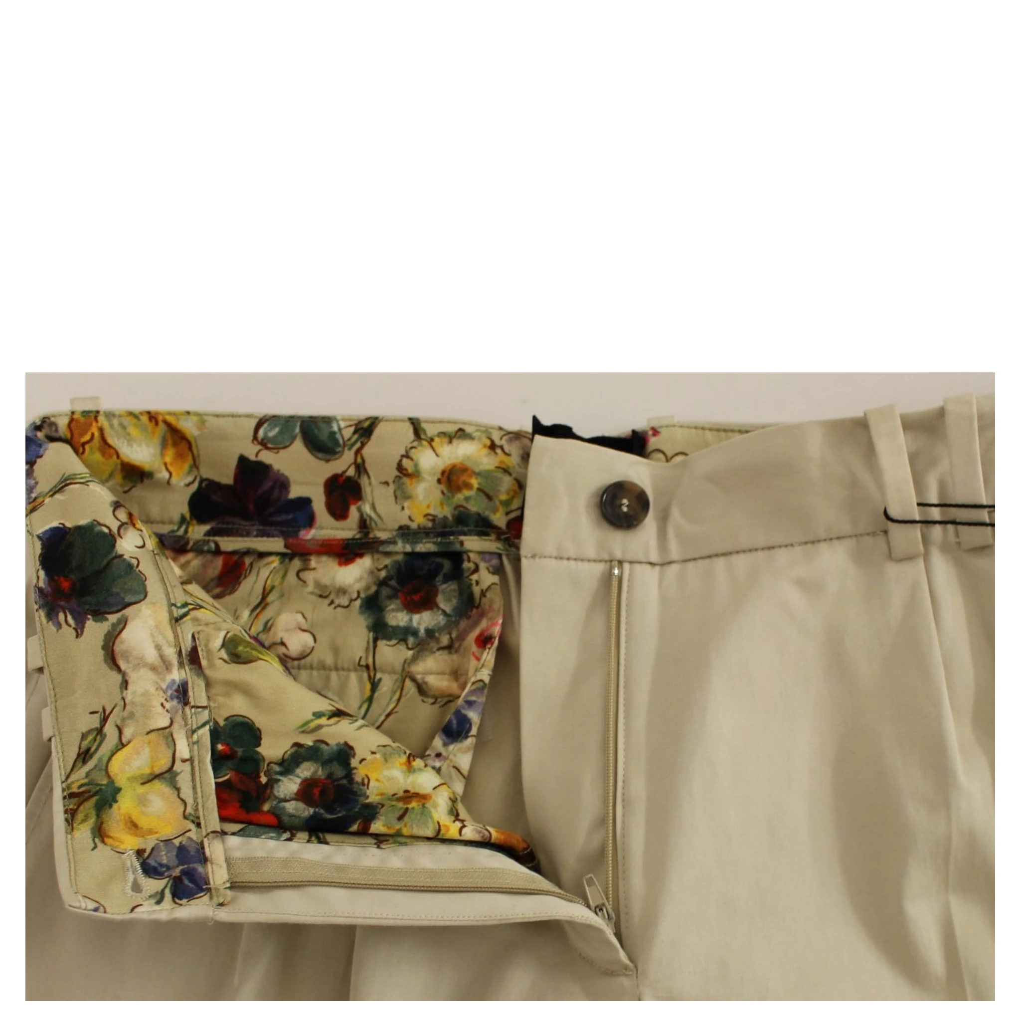 Beige Cotton Chinos Pants