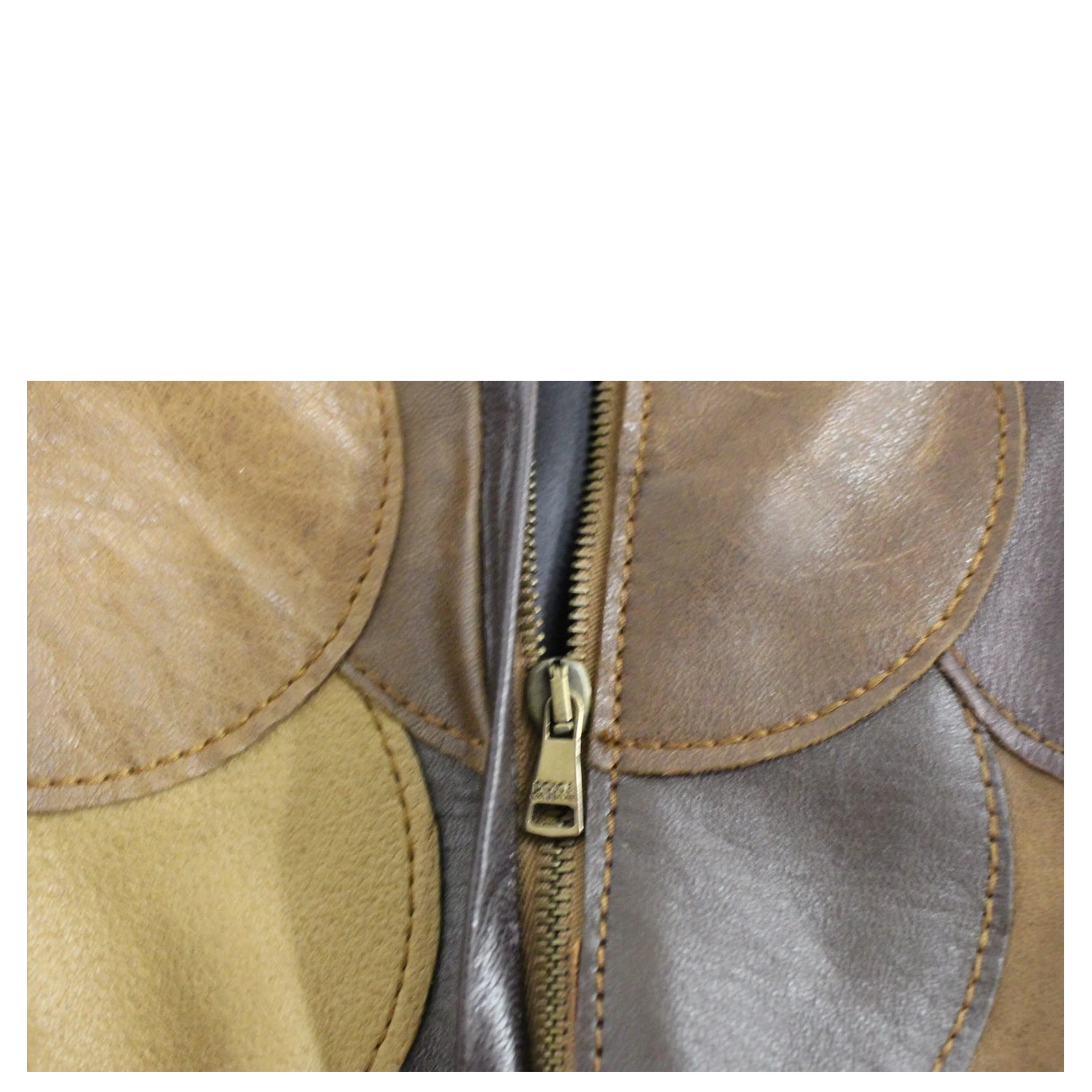 Brown Patchwork Leather Straight Skirt