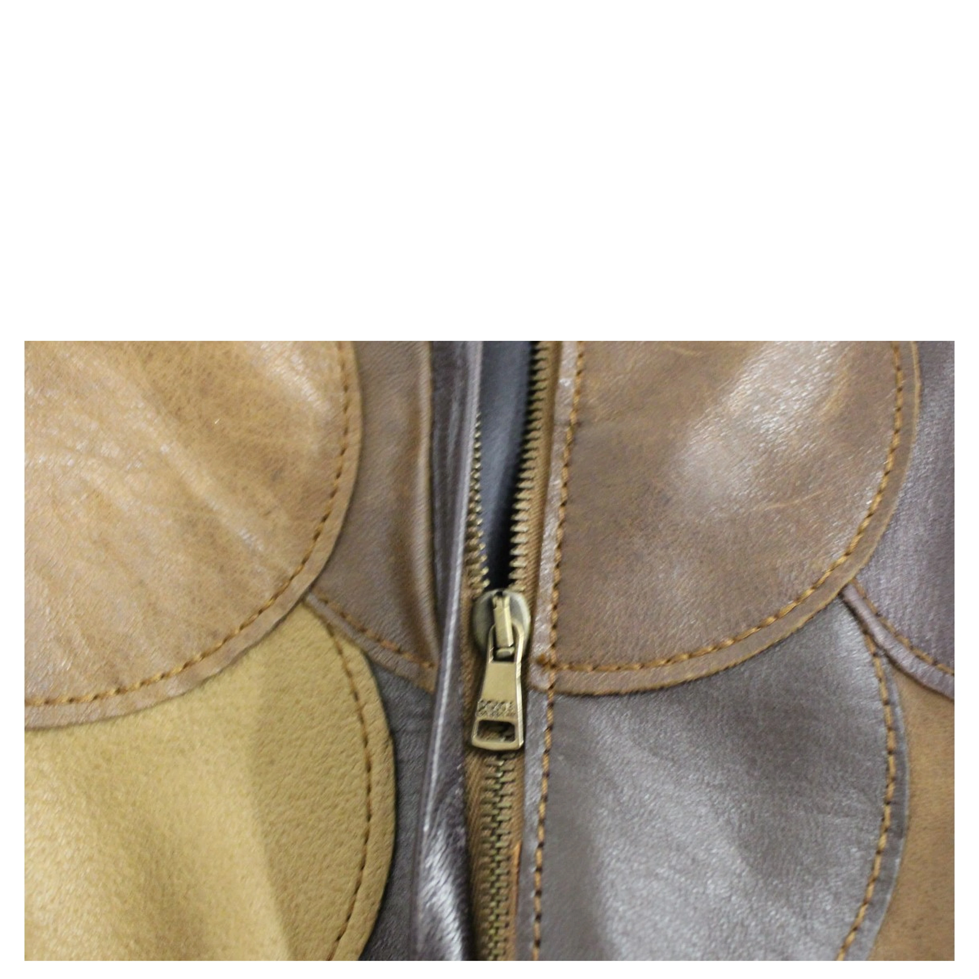 Brown Patchwork Leather Straight Skirt