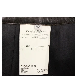 Brown Patchwork Leather Straight Skirt