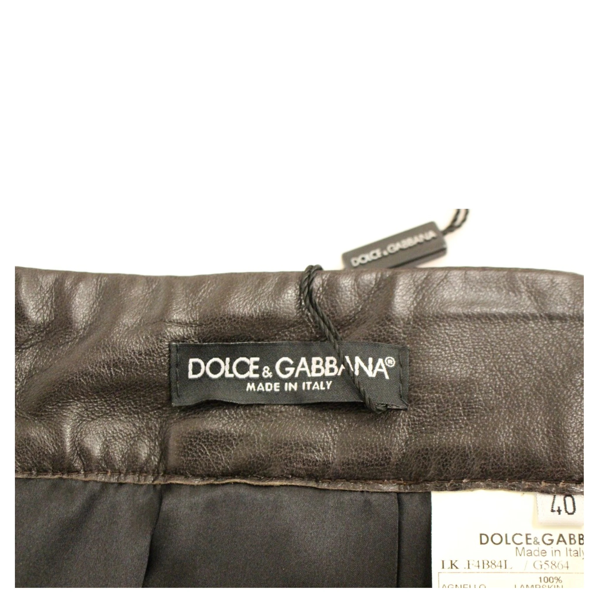 Brown Patchwork Leather Straight Skirt