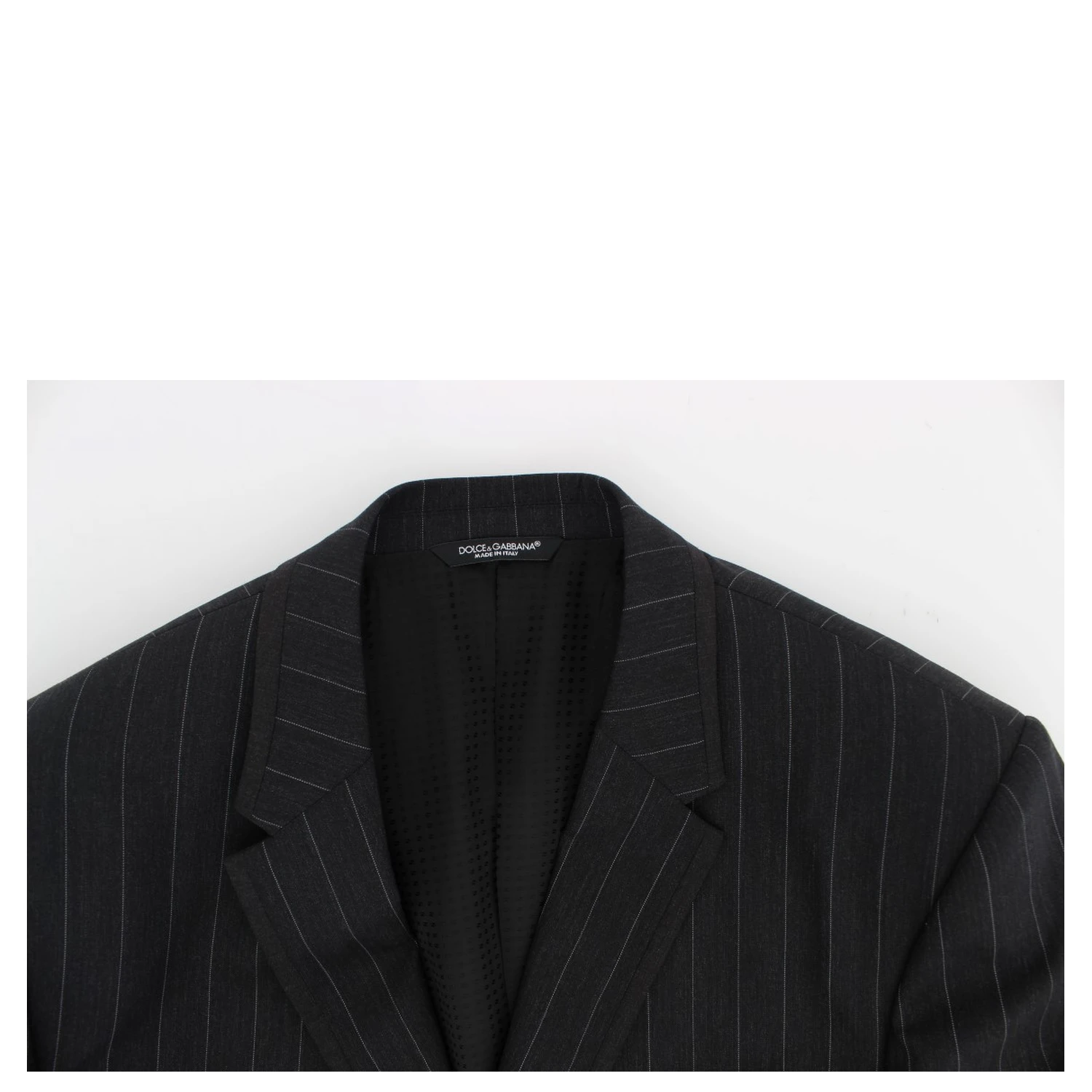 Gray Striped Slim Fit Wool Blazer