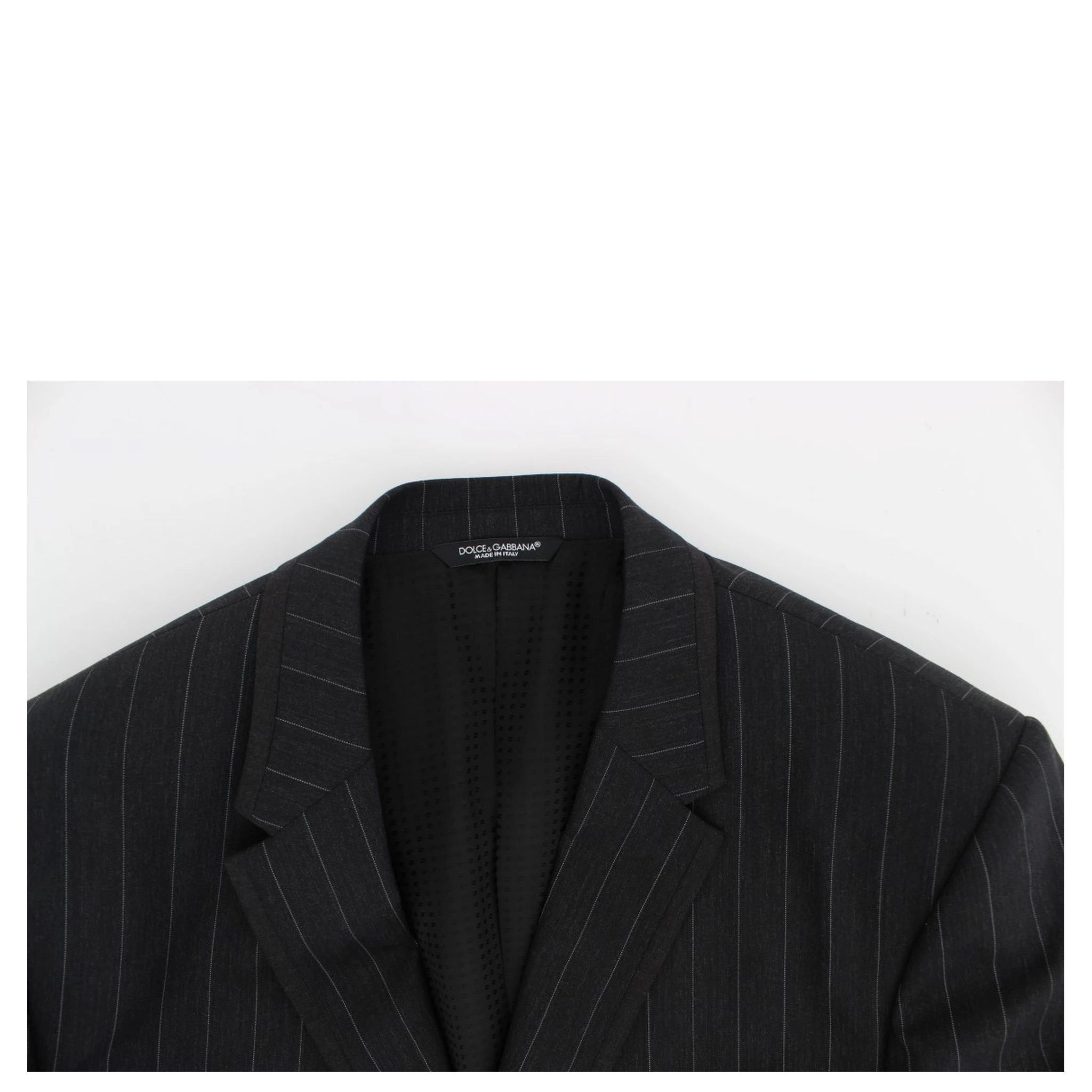 Gray Striped Slim Fit Wool Blazer