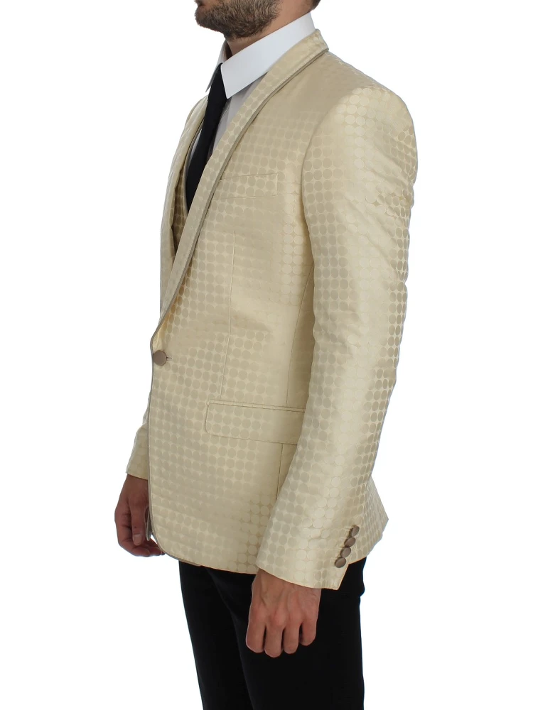 Beige Polka Dot Silk 2 Piece Blazer alternative