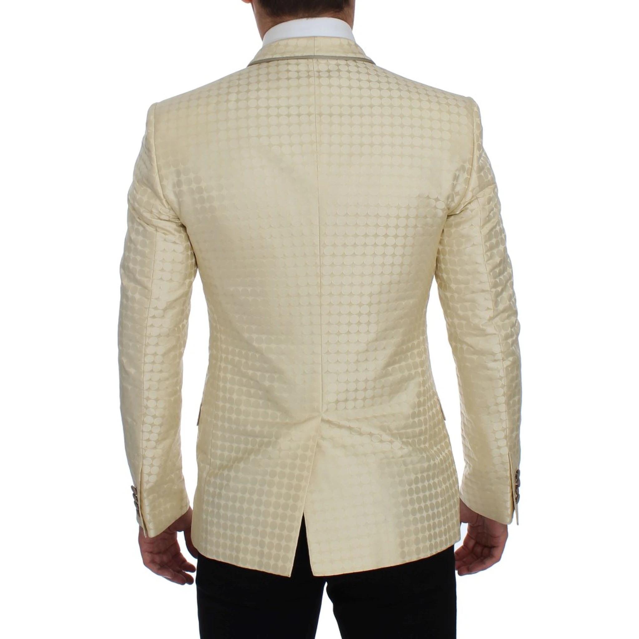 Beige Polka Dot Silk 2 Piece Blazer