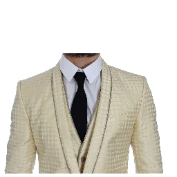 Beige Polka Dot Silk 2 Piece Blazer