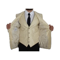 Beige Polka Dot Silk 2 Piece Blazer