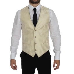 Beige Polka Dot Silk 2 Piece Blazer