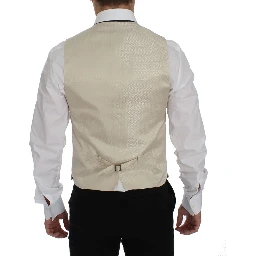 Beige Polka Dot Silk 2 Piece Blazer