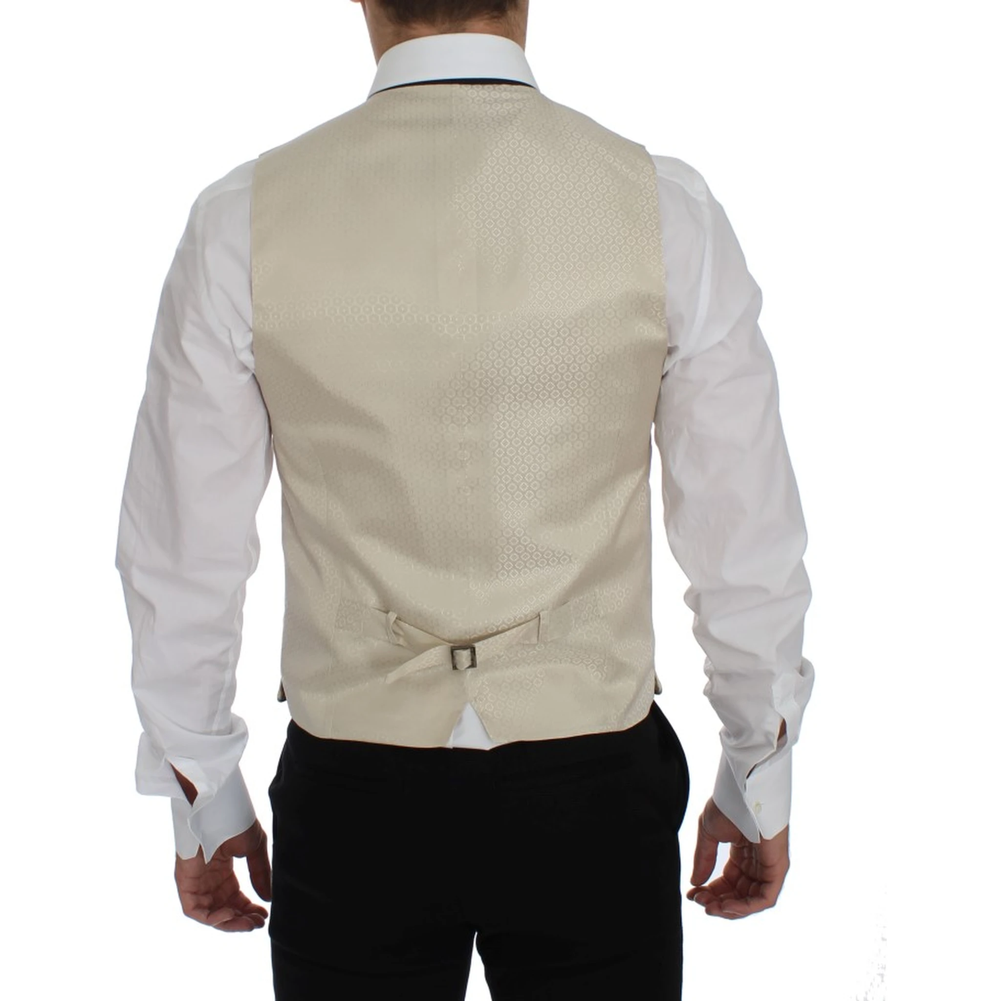 Beige Polka Dot Silk 2 Piece Blazer