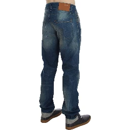 Blue Wash Denim Cotton Stretch Baggy Fit Jeans