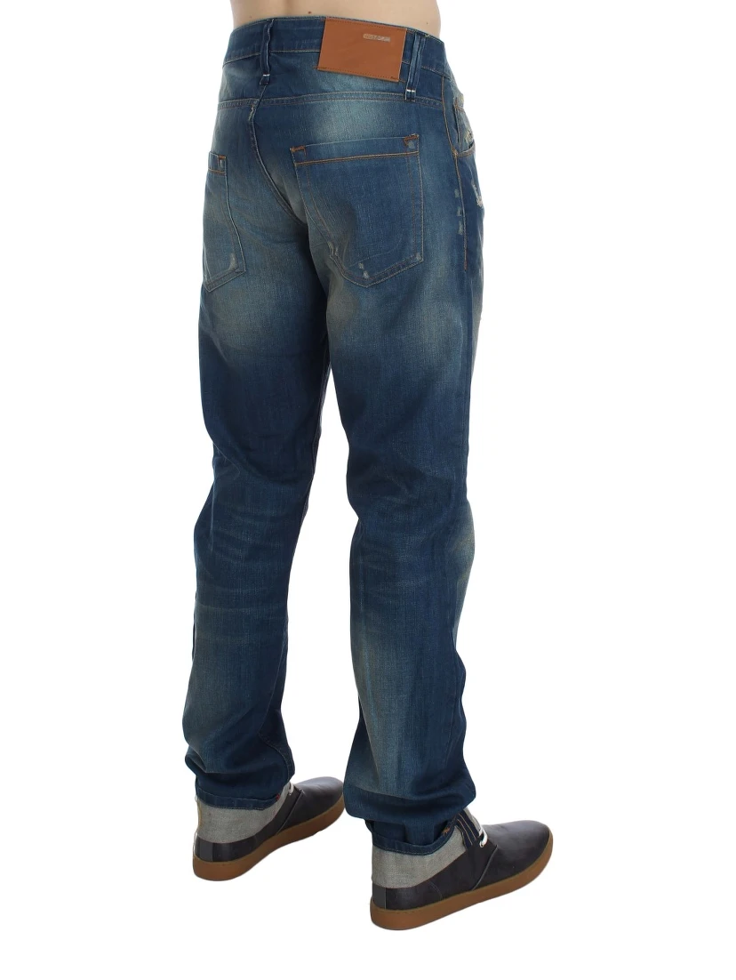 Blue Wash Denim Cotton Stretch Baggy Fit Jeans