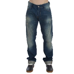 Blue Wash Denim Cotton Stretch Baggy Fit Jeans