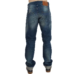 Blue Wash Denim Cotton Stretch Baggy Fit Jeans