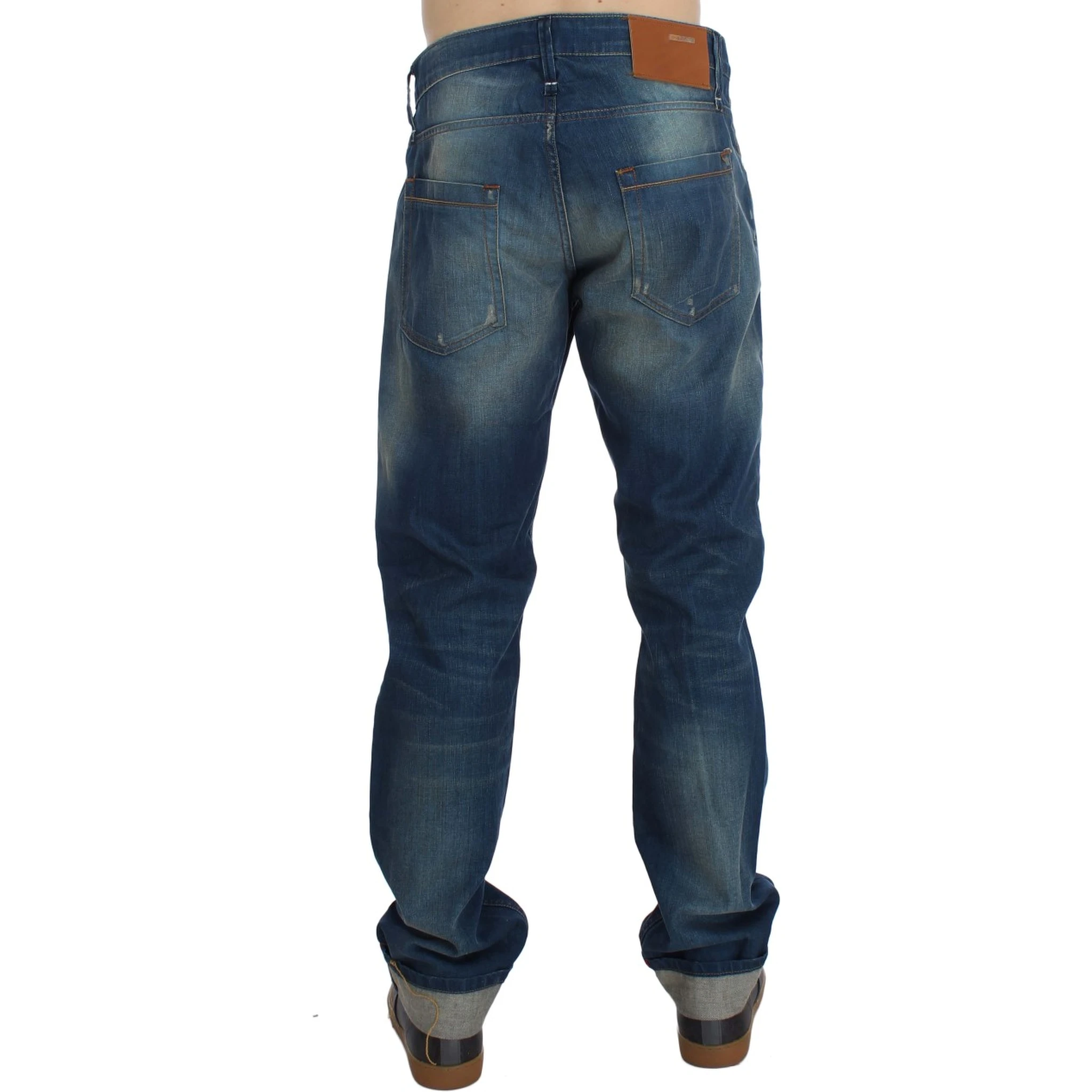 Blue Wash Denim Cotton Stretch Baggy Fit Jeans