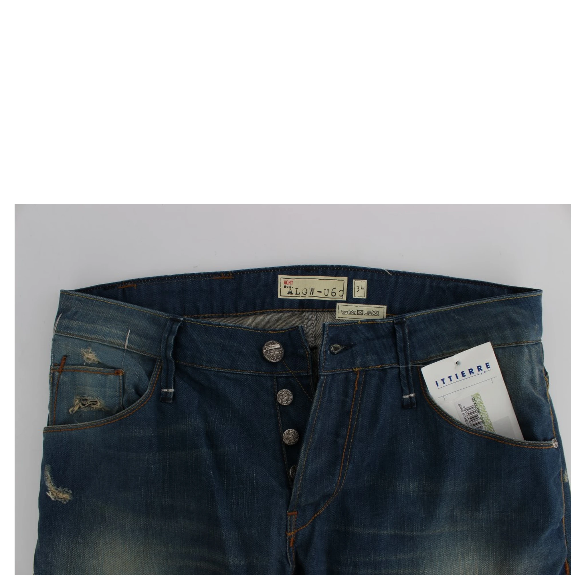 Blue Wash Denim Cotton Stretch Baggy Fit Jeans