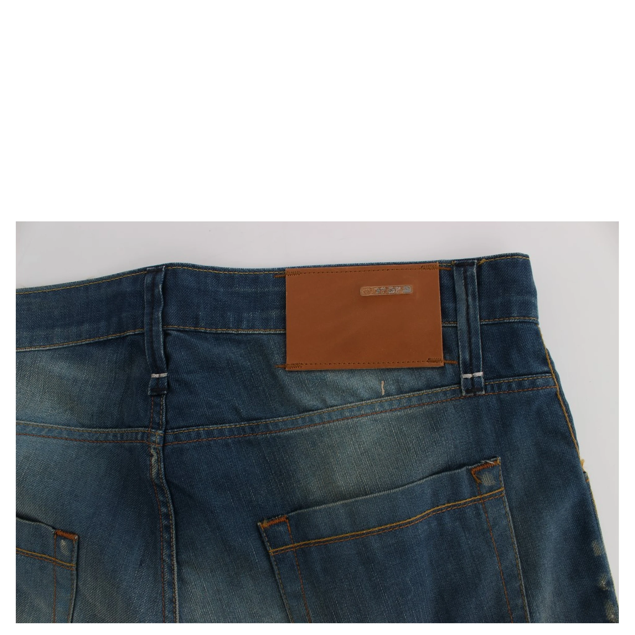 Blue Wash Denim Cotton Stretch Baggy Fit Jeans